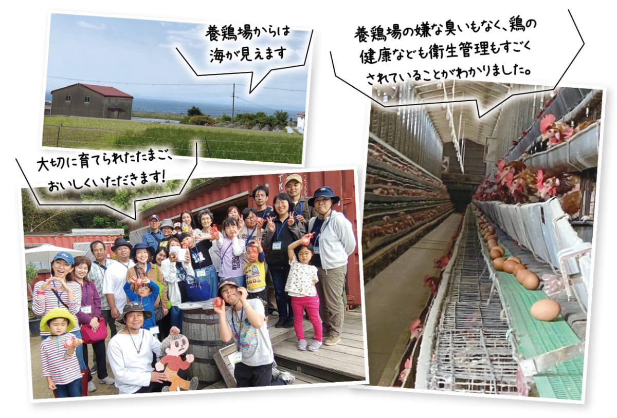 大切に育てられたたまご、おいしくいただきます！養鶏場からは海が見えます 養鶏場の嫌な臭いもなく、鶏の健康なども衛生管理もすごくされていることがわかりました。