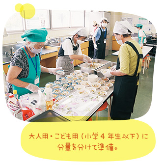 大人用・こども用(小学4年生以下)に分量を分けて準備。