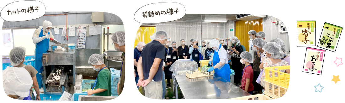 カットの様子。袋詰めの様子