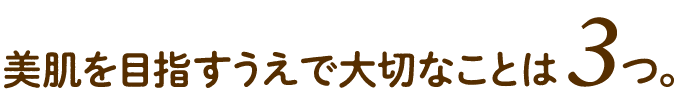 美肌を目指すうえで大切なことは3つ。