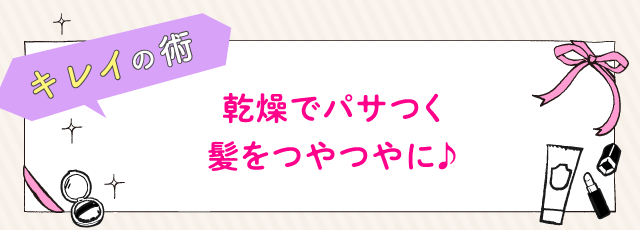 乾燥でパサつく髪をつやつやに♪