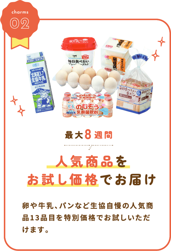 最大8週間 人気商品をお試し価格でお届け  