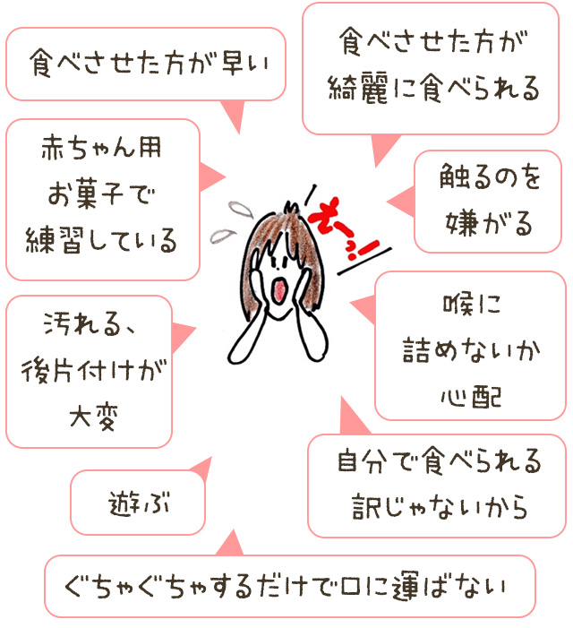 食べさせた方が早い。食べさせた方が綺麗に食べられる。など