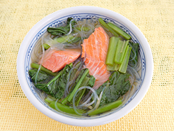 小松菜と鮭のスープ煮