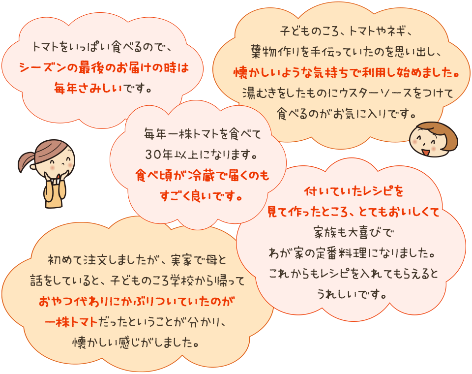 毎年一株トマトを食べて30年以上になります。食べ頃が冷蔵で届くのもすごく良いです。