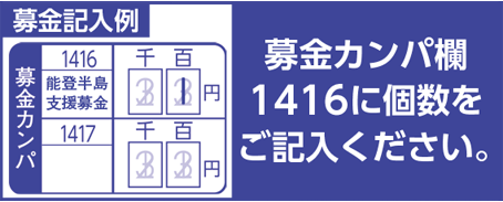 1と記入すると100円の募金となります