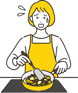 忙しい毎日に料理をする女性 イメージイラスト