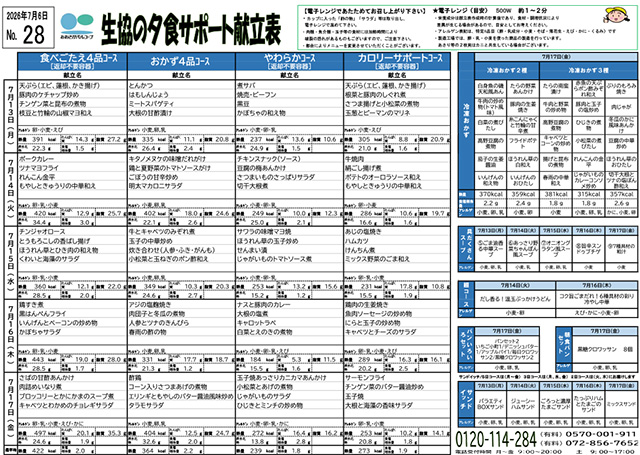 献立表