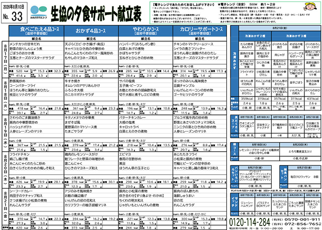 献立表
