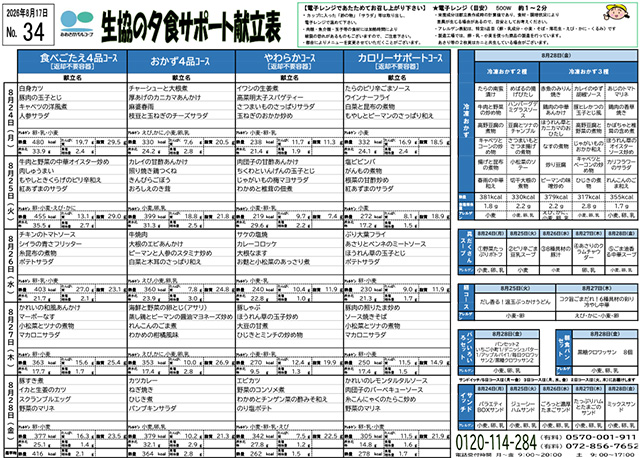 献立表