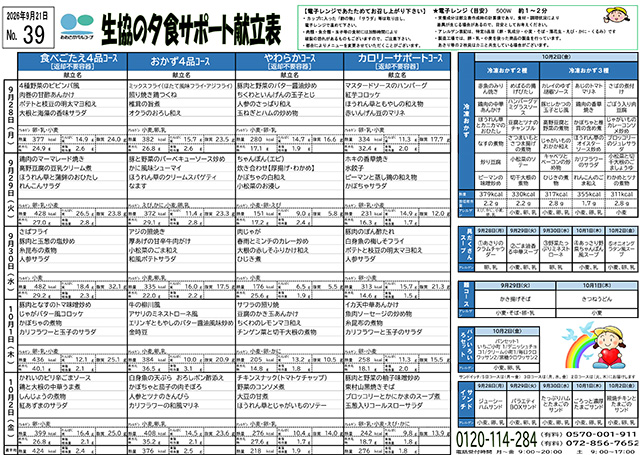 献立表