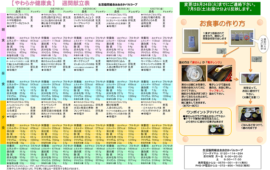 献立表