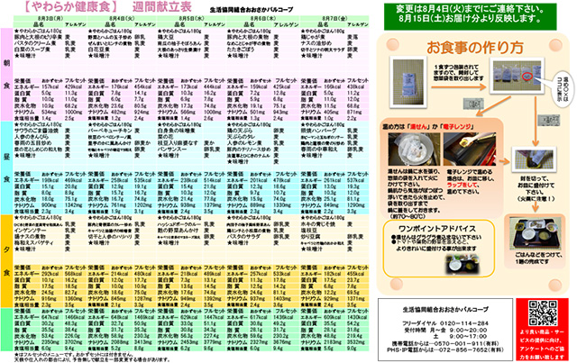 献立表